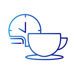 Obraz premium Coffee break business icon with blue gradient outline style. drink, coffee, cup, mug, hot, restaurant, espresso. Vector Illustration