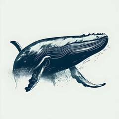 Whale illustration, sea life painting, Generative AI