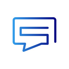 Talk business icon with blue gradient outline style. line, discussion, social, dialog, outline, flat, isolated. Vector Illustration