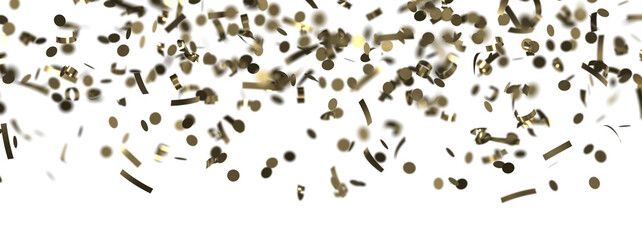 Golden serpentine confetti on transparent background. luxury isolated