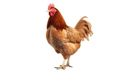 Hen isolated on transparent background. 3D render.