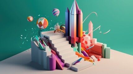 Entrepreneurship and Startups: Conceptual metaphor illustration with clear visual hierarchy. Generative Ai