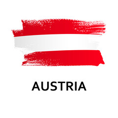 National symbols - flag of Austria isolated on white background. Hand-drawn illustration. Flat style. Red and White bicolour flag.
 - obrazy, fototapety, plakaty