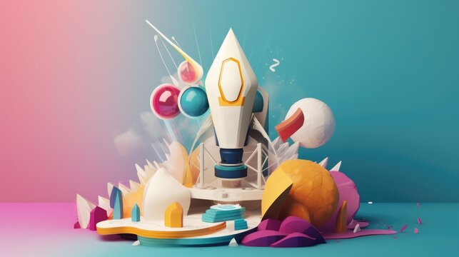 Entrepreneurship and Startups: Creative analogy picture with coherent visual layout. Generative Ai