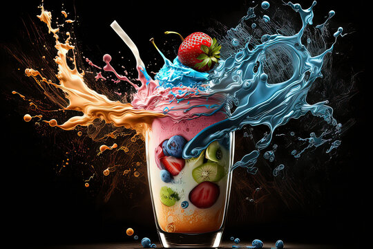 Splatted juice..AI technology generated image