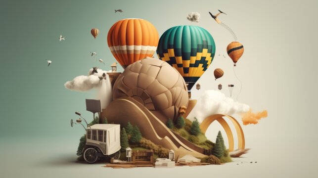 Travel and Adventure: Abstract metaphor art with unambiguous visual structure. Generative Ai