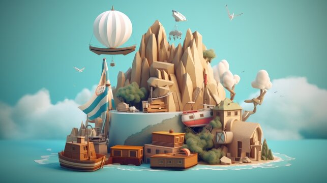 Travel and Adventure: Figurative metaphor imagery with apparent visual ordering. Generative Ai