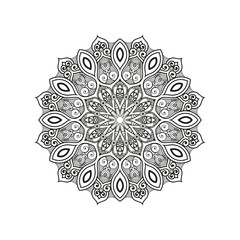 Decorative mandala and pattern for Mehndi, wedding, tattoo, islam, indian, arabic. Outline mandalas coloring book page.