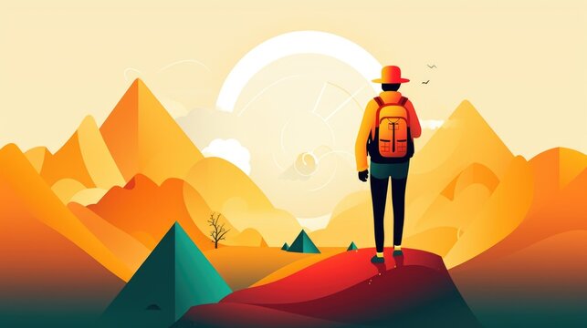 Travel and Adventure: Analogous illustration with concise visual stratification. Generative Ai