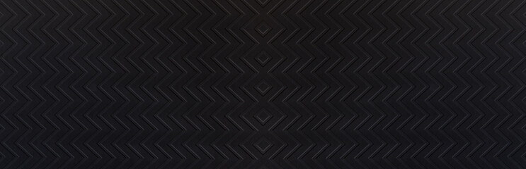 Black zigzag textured paper. Kraft paper texture sheet, absrtact background, wrapping texture. Dark texture of paper suitable for any design. Paper banner