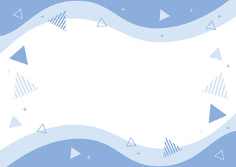 幾何学　フレーム  青　ウェーブ  三角　メンフィス