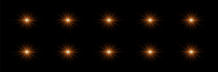 Set of realistic light flares. Shining Collection. Flash Light Effects.
