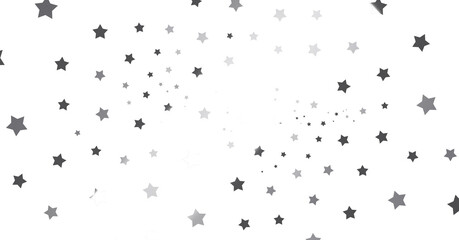 Silver star of confetti. Falling stars on a white background. Illustration of flying shiny stars. - png transparent
