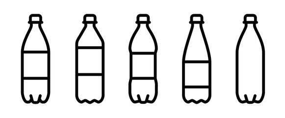 Plastic bottle icon set, vector icons. Bottle sign oulline, flat style illustration. Editable Stroke. Outline Stroke icons. Vector illustration