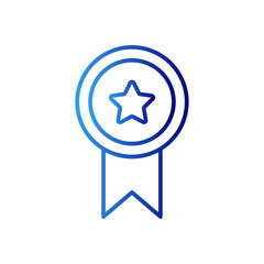 Achievement teamwork icon with blue gradient outline style. win, prize, best, first, medal, reward, set. Vector Illustration