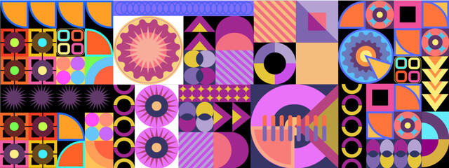 Colorful colourful vector retro geometric shapes mosaic background