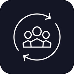Team update teamwork icon with black filled line outline style. businessman, collaboration, job, arrow, person, man, interaction. Vector Illustration