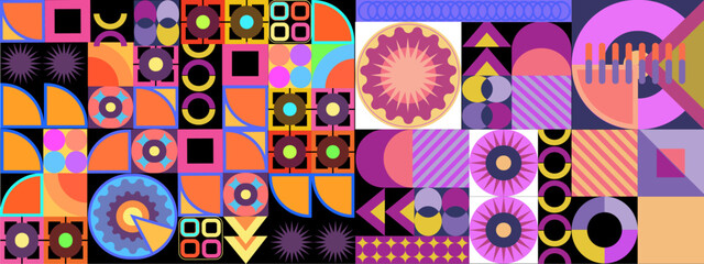 Obraz premium Vector flat design geometric pattern mobile design colorful colourful