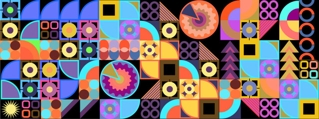 Vector flat mosaic background with shapes colorful colourful