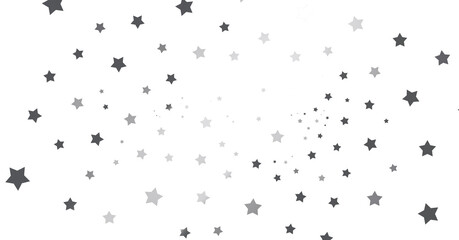 Silver star of confetti. Falling stars on a white background. Illustration of flying shiny stars. - png transparent