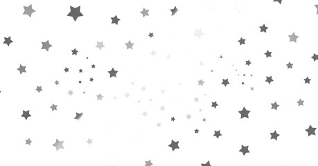 Silver star of confetti. Falling stars on a white - png transparent