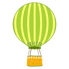 Stylized cartoon green hot air balloon, for travel and romance