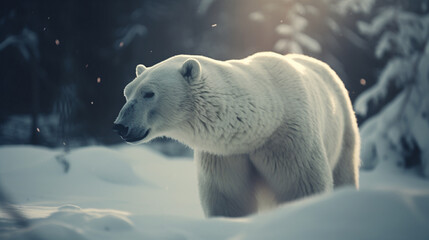 Obraz na płótnie Canvas A polar bear playing in the snow Generative AI 