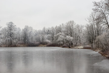 Ponds in the Alexander Park in the snow