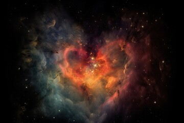 Fototapeta na wymiar heart-shaped nebula with bursts of color and starlight, created with generative ai