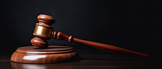 A wooden gavel poster with copy space - Generative AI