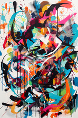 Contemporary abstract art, vivid colors, paint splatter, paint drip, generative ai