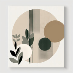 Modern Boho Design, green and brown hues, Generative AI