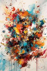 Contemporary abstract art, vivid colors, paint splatter, paint drip, generative ai