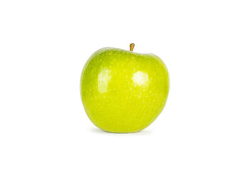 A shine green apple on a white background