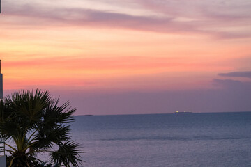 The last light in the evening at the sea