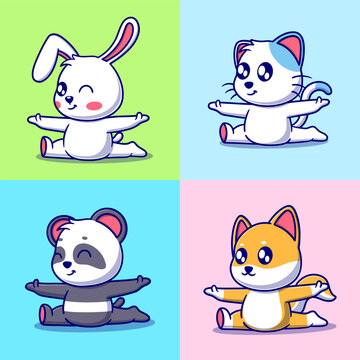 Free vector cute yoga animal cartoon vector icon illustration. animal icon concept isolated