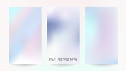 Fototapeta premium Pearl mesh gradient vector design cards. Pastel watercolor style backgrounds. Minimalist web blog templates