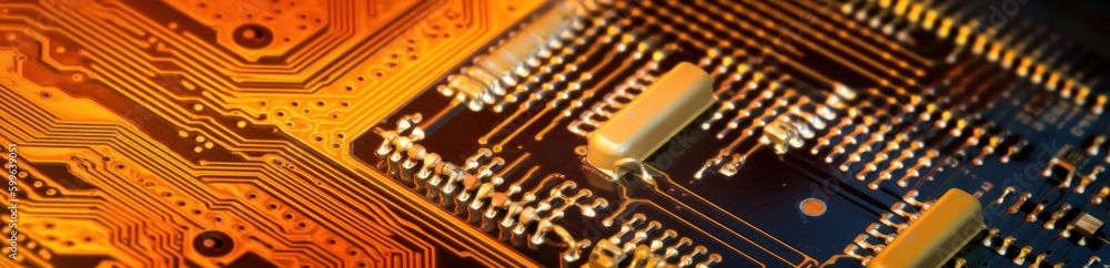 Poster banner circuit board illustration backdrop generative ai