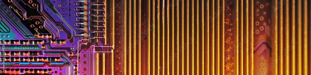 Poster banner computer circuits illustration background generative ai