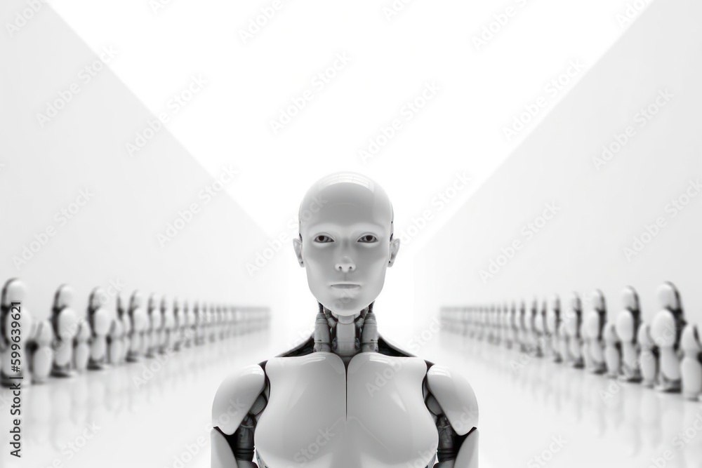 Poster artificial intelligence with copy space white background generative ai