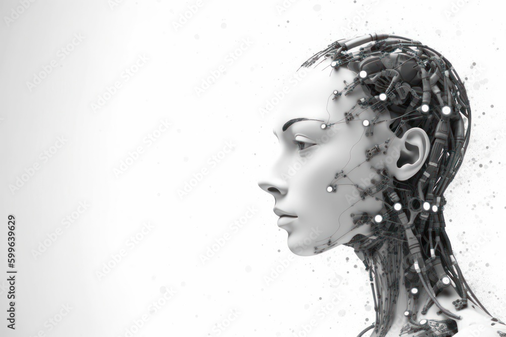 Poster artificial intelligence with copyspace white background generative ai