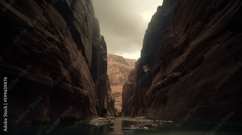 Canvas Prints A deep and foreboding canyon with steep walls Generative AI 