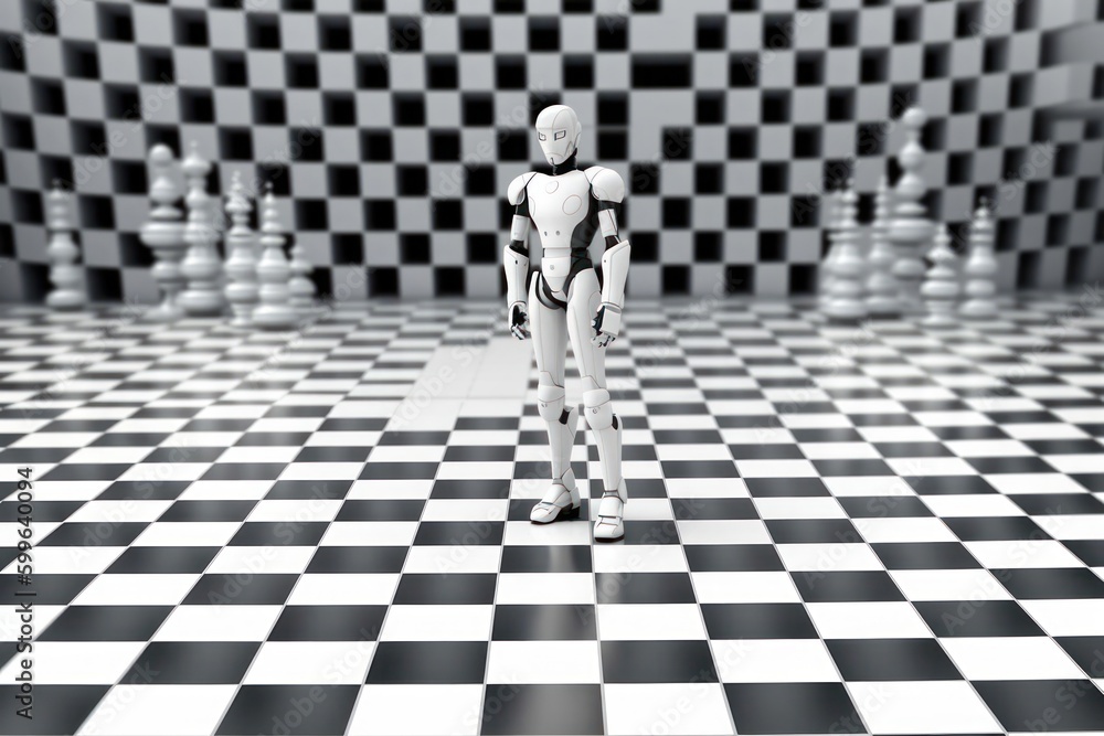 Poster artificial intelligence checkered backdrop with copyspace generative ai