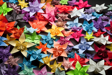 Fototapeta premium Bunte Blumen Origami KI