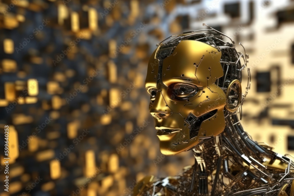Poster artificial intelligence matrix background with copyspace generative ai