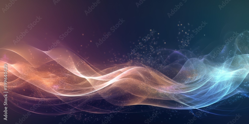 Poster wavy abstract shapes with glittering effect. generative ai aig21.