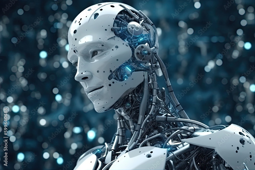 Poster robotic ai circuit backdrop with copyspace generative ai