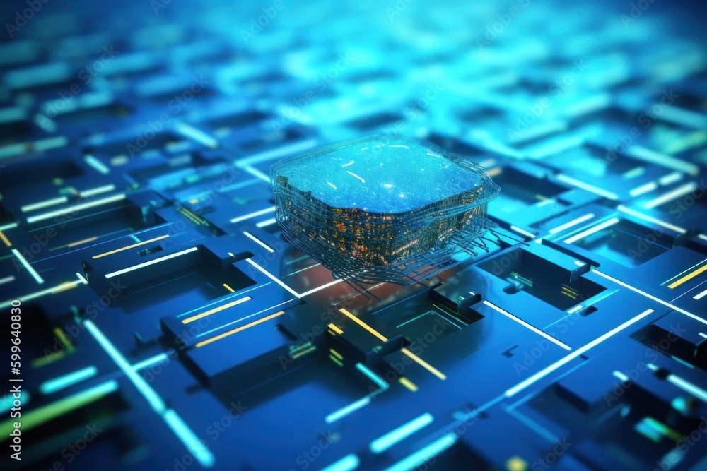 Poster computer circuit background with copy space generative ai