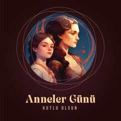 Mother's day mother and daughter vector silhouette