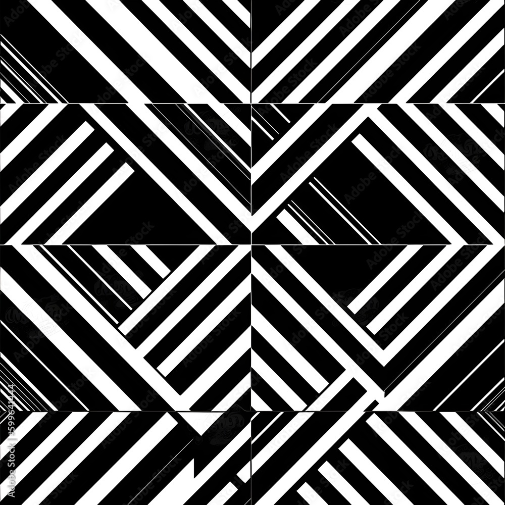 Poster black and white line diagonal geometric seamless pattern texture for fabric print. generative ai tec